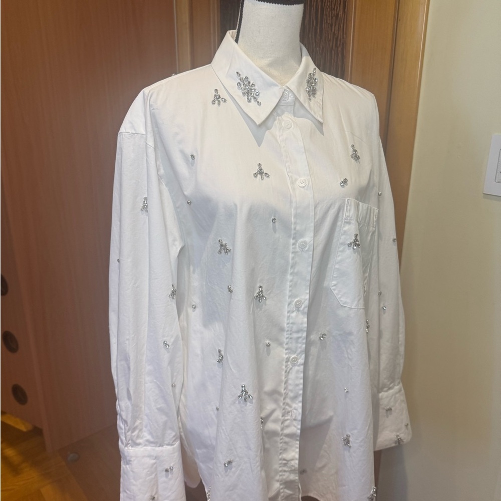 Zara White Blouse with Silver Embellishments - Picture 16 of 16